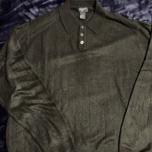 Docker’s Black Long Sleeve Polo Sweater. Large